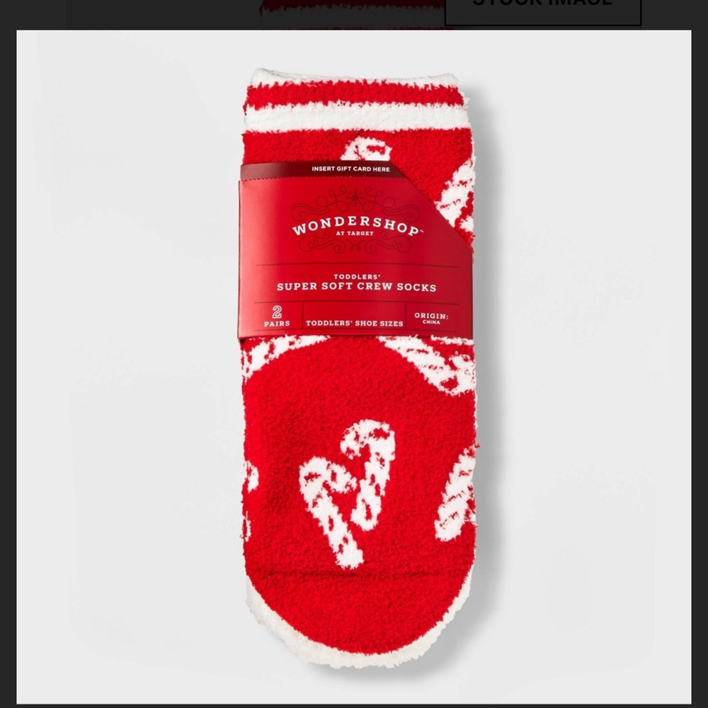 New Toddler Candy Cane Cozy Crew Socks - Wondershop™ Red 6-9 toddler shoe size